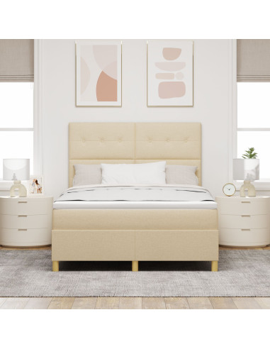Letto a molle con materasso Crema 140 x 200 cm Tessuto
