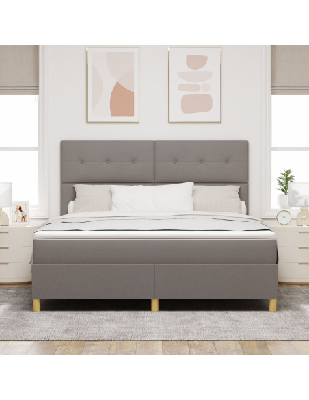 Letto Box Spring con Materasso Tortora Super King in Tessuto