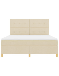 Letto a molle con materasso Crema 180 x 200 cm Tessuto