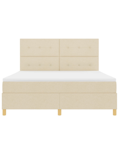 Letto a molle con materasso Crema 180 x 200 cm Tessuto