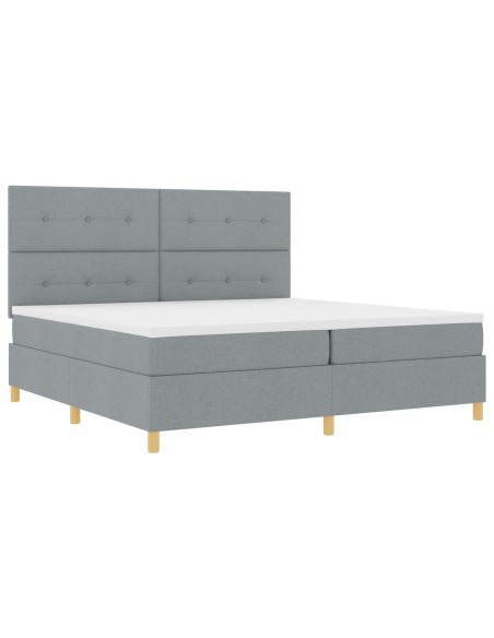 Letto a Box con Materasso Grigio Chiaro 200x200 cm Tessuto