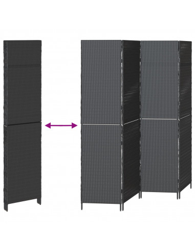 Pannello Separatore 4 Pannelli Pieghevole Nero 195x180 cm Polirattan