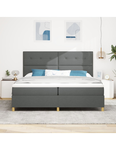Letto a box spring  con materasso grigio scuro 200x200 cm in tessuto