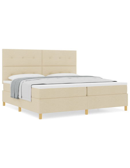 Letto a molle con materasso Crema 200 x 200 cm Tessuto