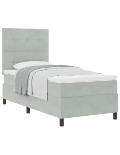 Letto a molle con materasso Grigio chiaro 90 x 200 cm Tessuto
