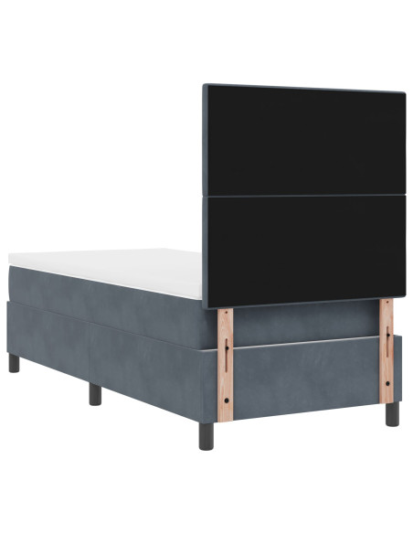 Letto Contenitore con Materasso  Grigio Scuro 90x200 cm Velluto