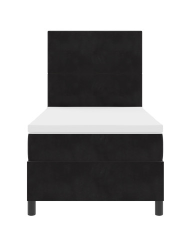 Letto a molle con materasso Nero 90 x 200 cm Tessuto