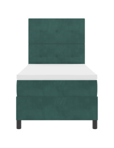 Letto a molle con materasso Verde Scuro 90 x 200 cm Tessuto