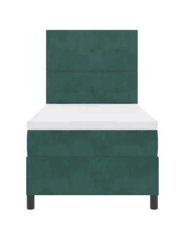 Letto a molle con materasso Verde Scuro 90 x 200 cm Tessuto