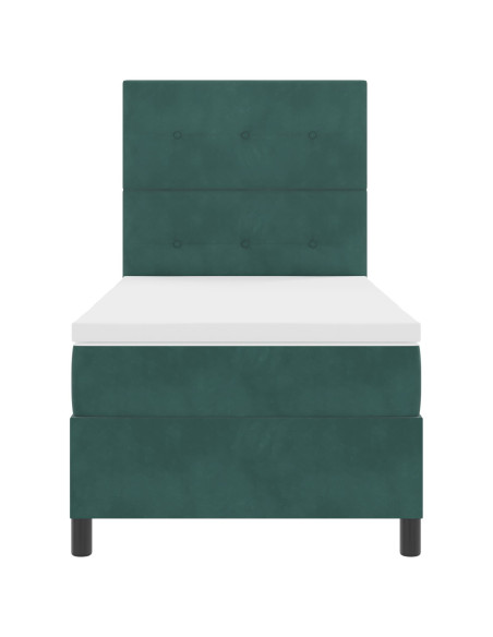 Letto Box Spring con Materasso Verde Scuro 90x200 cm Velluto