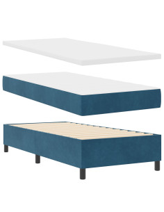 Letto a molle con materasso Blu Scuro 90 x 200 cm Tessuto
