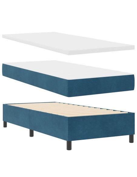 letto a molle vitaXL con materasso blu scuro 90x200 cm in velluto