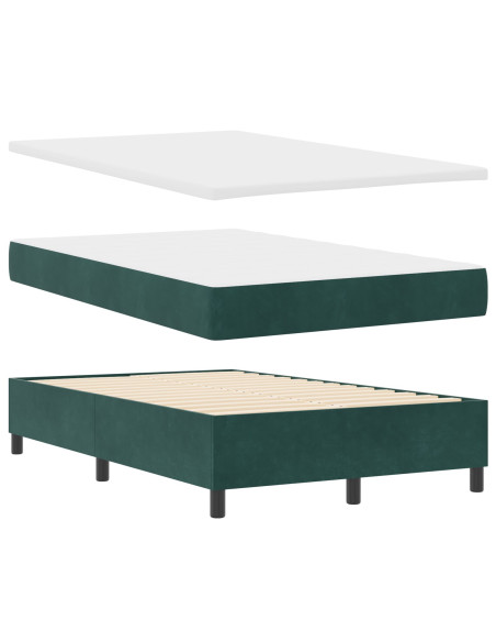 Letto Box Spring con Materasso Verde Scuro 120x200 cm Velluto