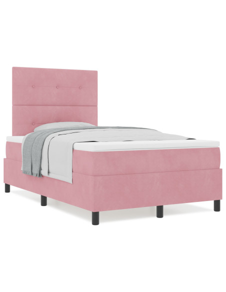 Letto a molle con materasso  Rosa 120x200 cm Velluto