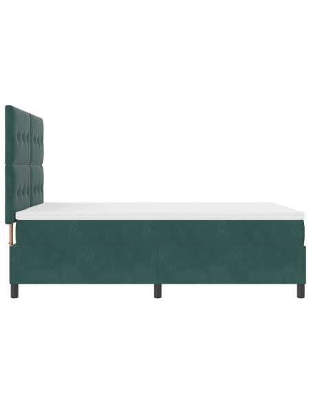 Letto con Rete a Molla e Materasso Verde Scuro 140x190 cm Velluto