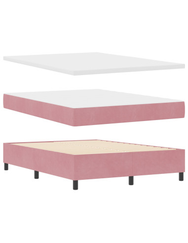 Letto a molle con materasso Rosa 140 x 190 cm Tessuto
