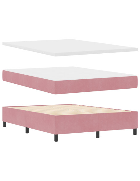 letto box spring  con materasso rosa 140x190 cm in velluto