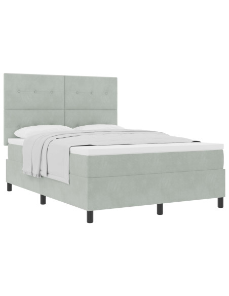 Letto Box Spring con Materasso Grigio Chiaro 140x200 cm Velluto