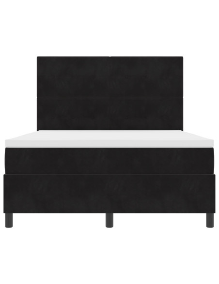 Letto Box Spring con Materasso  Nero 140x200 cm Velluto