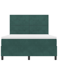Letto a molle con materasso Verde Scuro 140 x 200 cm Tessuto