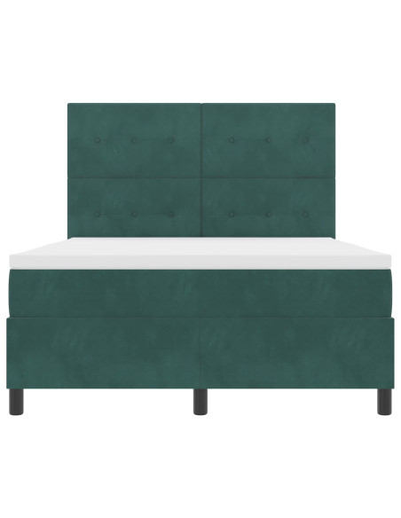 Letto con Box Spring e Materasso Verde Scuro 140x200 cm Velluto