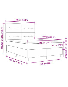 Letto a molle con materasso Blu Scuro 140 x 200 cm Tessuto