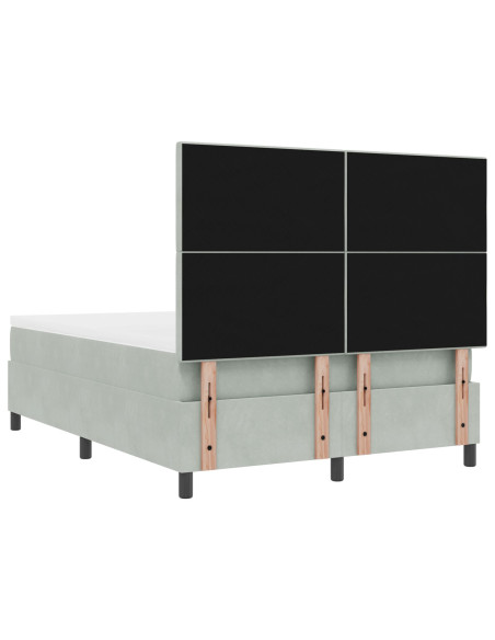 Letto a Box con Materasso Grigio Chiaro 160x200 cm in Velluto