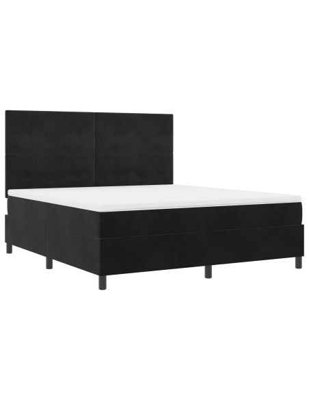 Letto Box Spring con Materasso Nero Super King Velluto