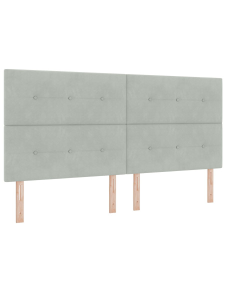 letto a molle vitaXL con materasso grigio chiaro 200x200 cm velluto