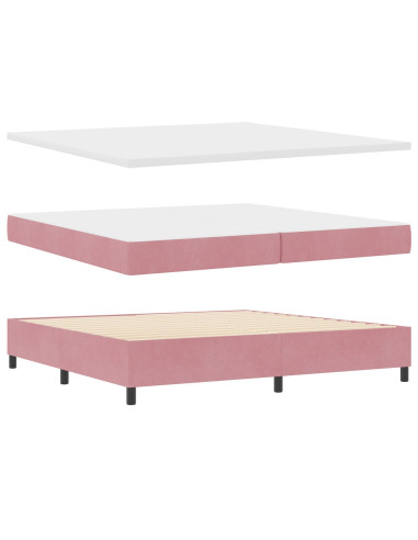 Letto a molle con materasso Rosa 200 x 200 cm Tessuto