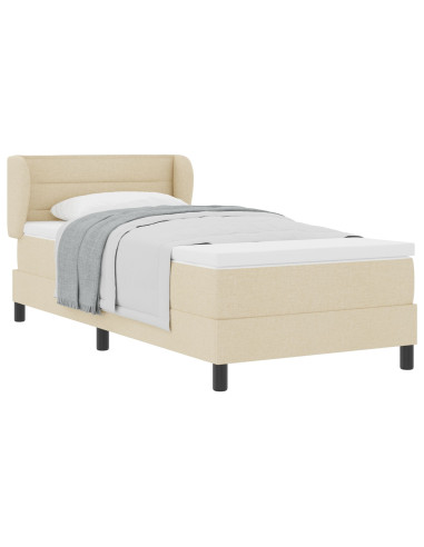 Letto a molle con materasso Crema 100 x 200 cm Tessuto