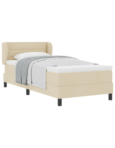 Letto a molle con materasso Crema 100 x 200 cm Tessuto