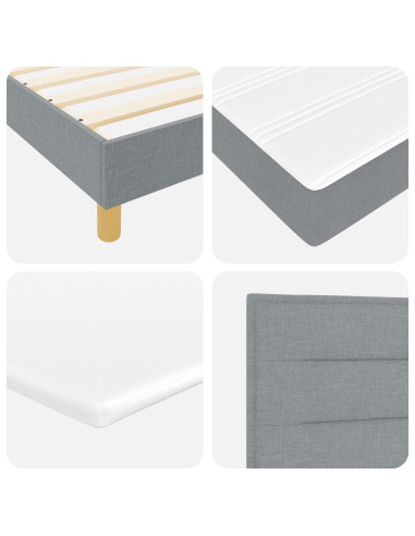 Letto a molle con materasso Grigio chiaro 180 x 200 cm Tessuto