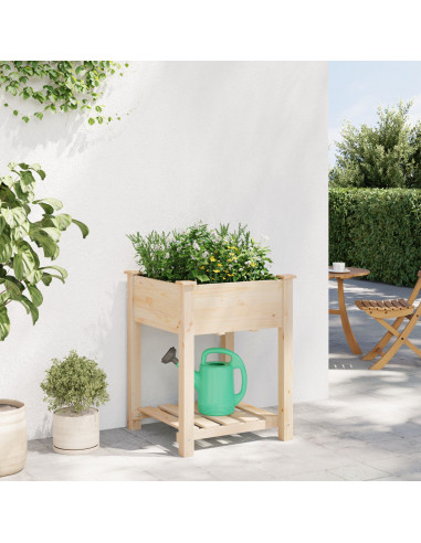 Piantana da Giardino  con Ripiano 60x60x76 cm in Legno Massello di Abete