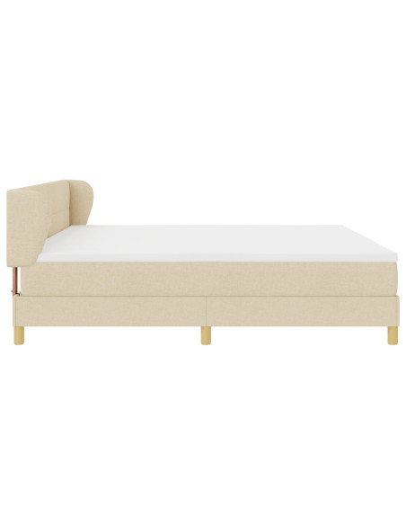 Letto con Rete a Molle e Materasso Crema 200x200 cm Tessuto