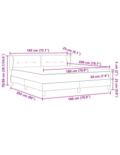 Letto a molle con materasso Grigio chiaro 180 x 200 cm Velluto