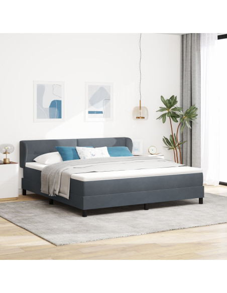 Letto Box Spring con Materasso Grigio Scuro 180x200 cm in Velluto