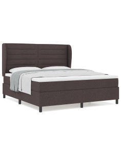 Letto a molle con materasso Marrone scuro 180 x 200 cm Tessuto