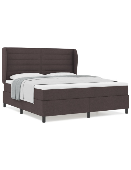 Letto con Box Spring e Materasso Marrone Scuro 180x200 cm Tessuto