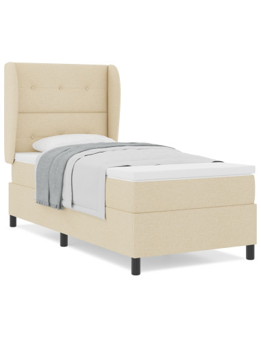 Letto a molle con materasso Crema 90 x 200 cm Tessuto