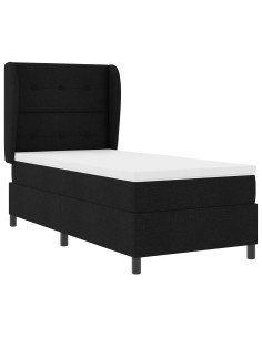 Letto a molle con materasso Nero 100 x 200 cm Tessuto