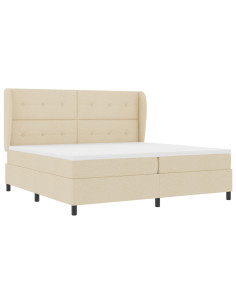 Letto a molle con materasso Crema 200 x 200 cm Tessuto