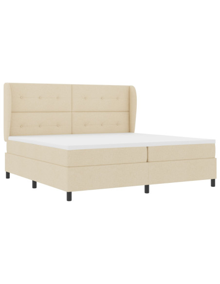 Letto a molle con materasso Crema 200 x 200 cm Tessuto