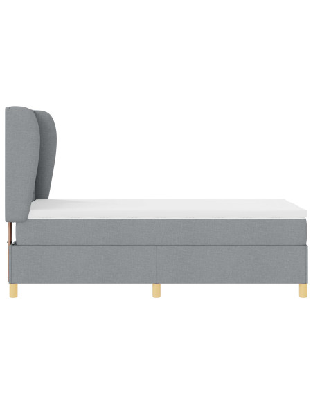 Letto a Box con Materasso Grigio Chiaro, 100x200 cm in Tessuto