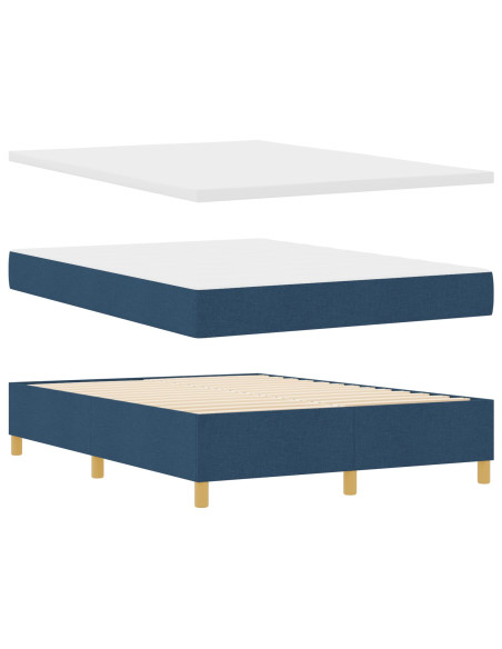 Letto a molla con materasso  Blu 140x190 cm Tessuto