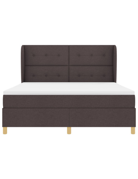 Letto con rete a molle e materasso Marrone Scuro 180x200 cm Tessuto