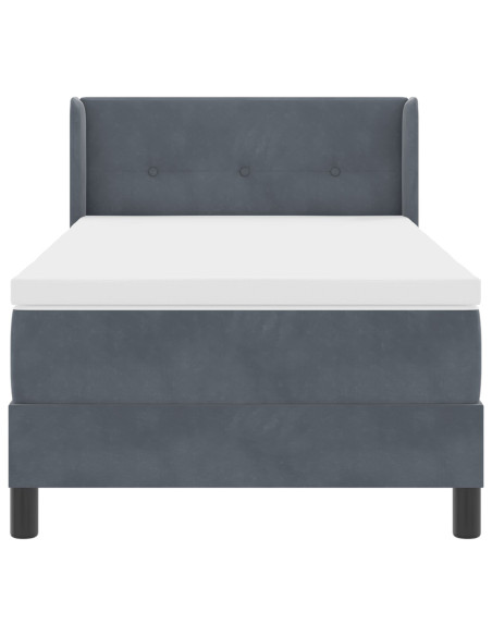 Letto Box Spring con Materasso Grigio Scuro 90x200 cm in Velluto