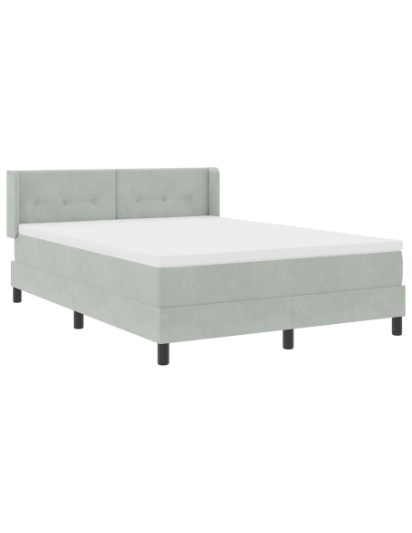 Rete a doghe con materasso Grigio chiaro 140x200 cm Velluto