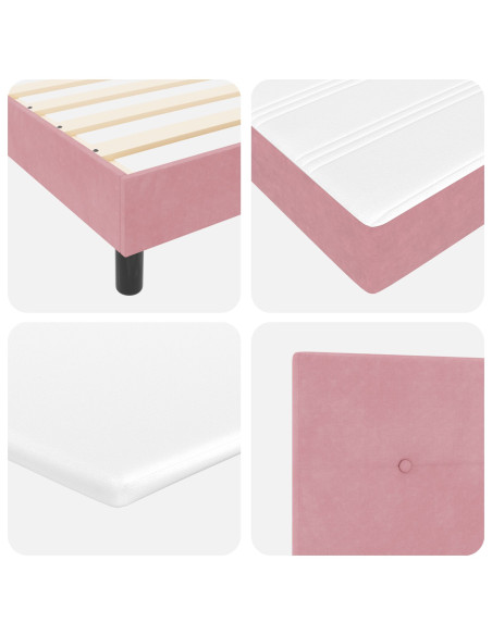 Letto Box Spring con Materasso Rosa 140x200 cm Velluto