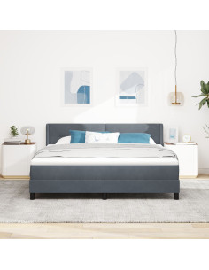 Letto a molle con testiera Grigio scuro 200 x 180 cm Poliestere